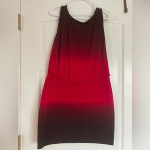 Red ombré bandage dress with flowy top